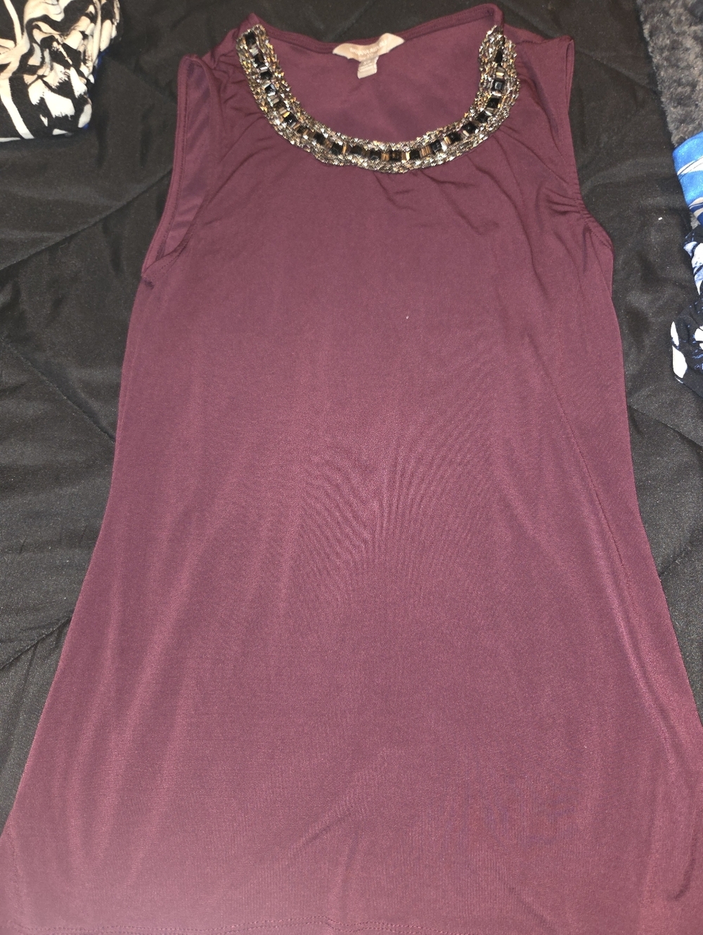 Banana Republic Plum Sleeveless Tank with Beaded Collar